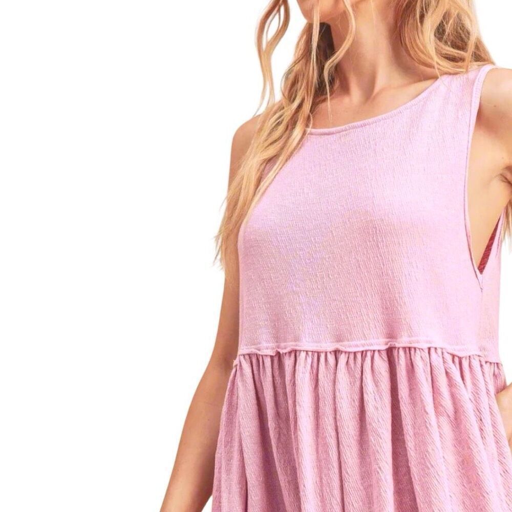 Blush Pink Babydoll Mini Dress Pockets Sleeveless | AEMI+CO | Large NWT - Picture 6 of 16